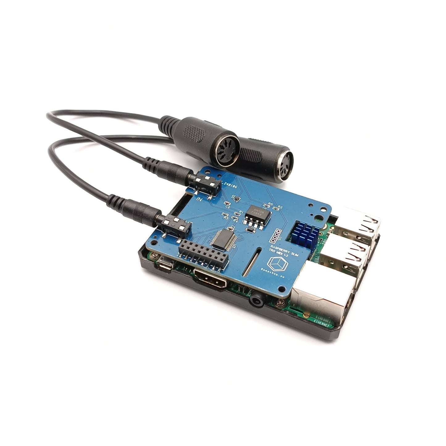 Slim MIDI hat for Raspberry PI 3/4/5 plus IO ports
