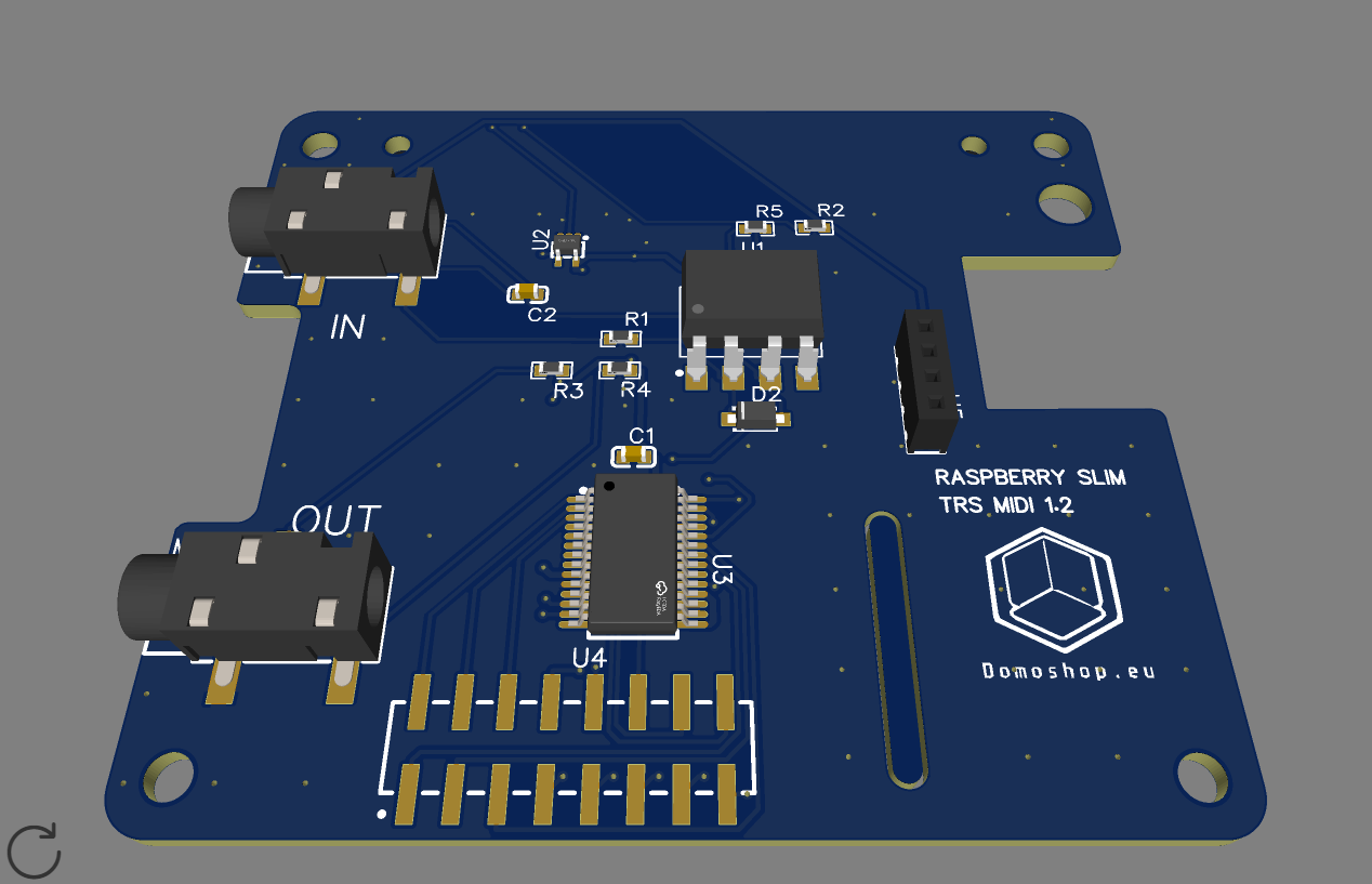 Slim MIDI hat for Raspberry PI 3/4/5 plus IO ports