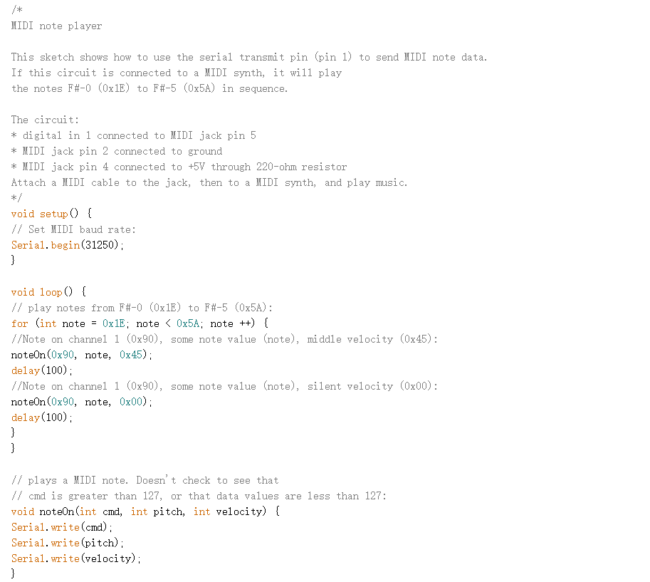 MIDI arduino sketch